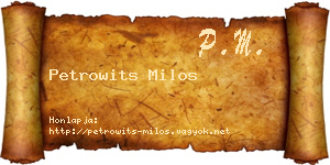 Petrowits Milos névjegykártya